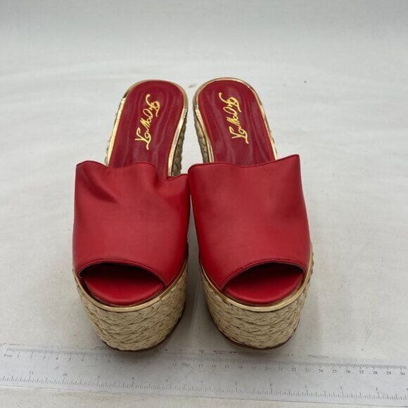 FOWT Red Platform Wedge Sandals Espadrilles Braided Open Toe Slip On Summer Mule - Picture 2 of 7